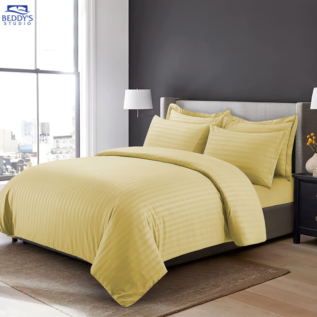 4 Pc Striped Binded Duvet (6x6 Yellow)  